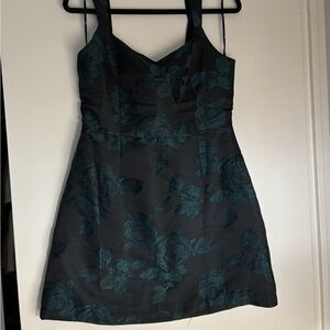 Lulu's Black and Green Floral Mini Dress